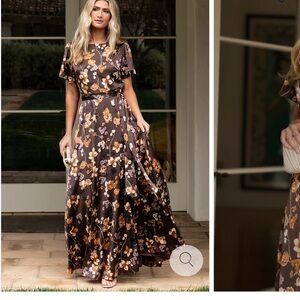Baltic Born Floral Maxi Dress in Brown and Orange